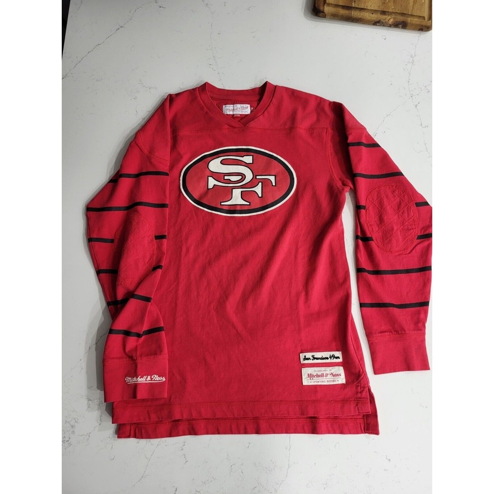 San Francisco 49ers Logo Mitchell & Ness Long Sleeve Shirt ThrowBack Mens Size M
